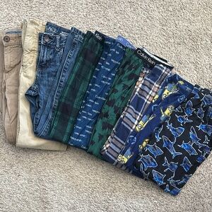 9 pairs of pants bundle boys size 7/8 pajama pants khaki jeans